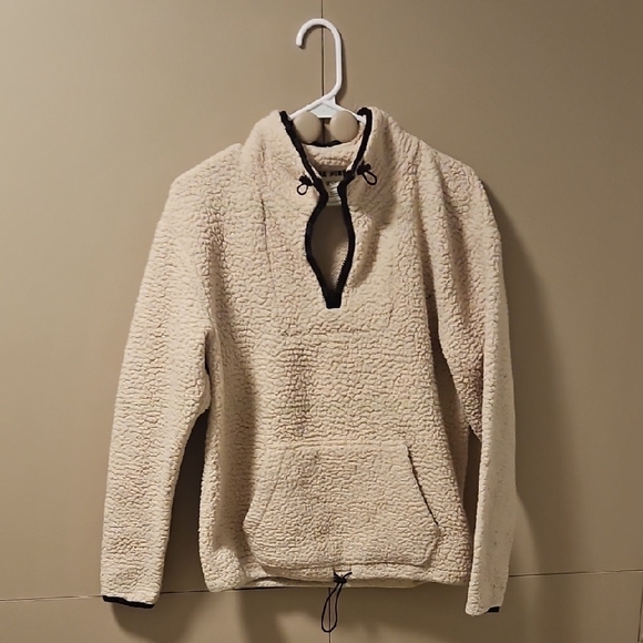 Cream Sherpa Pullover with Black Trim - Picture 1 of 1